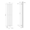 Modern design radiátor 370x1800 mm fehér színben, különleges hosszított és keskenyített formatervezésű, vízszintesen is felszerelhető, stílusos megjelenés 873W teljesítmény