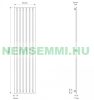 Modern design radiátor 370x1800mm fehér színben, különleges hosszított és keskenyített formatervezés