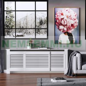   Radiátor elé takaró burkolat 145-209x20x82 cm fűtőtest burkolat fehér radiátorburkolat, rács, radiátor takaró