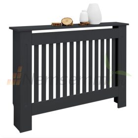   Radiátor takaró burkolat 112x19x82 cm fűtőtest burkolat antracit csíkos radiátorburkolat, fűtőtest burkolat