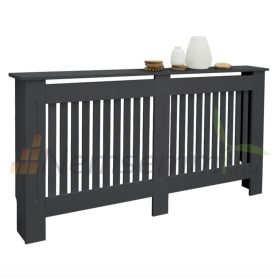   Radiátor takaró burkolat 152x19x82 cm fűtőtest burkolat antracit csíkos radiátorburkolat, fűtőtest burkolat