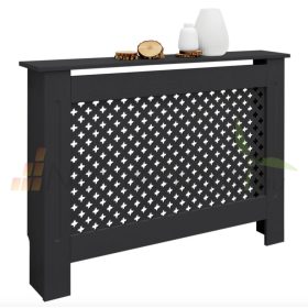   Radiátor takaró burkolat 112x19x82 cm fűtőtest burkolat antracit mintás radiátorburkolat, fűtőtest burkolat
