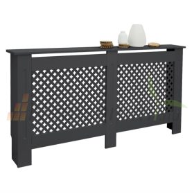   Radiátor takaró burkolat 152x19x82 cm fűtőtest burkolat antracit mintás radiátorburkolat, fűtőtest burkolat