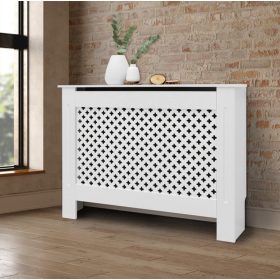   Radiátor elé takaró burkolat 112x19x82 cm fűtőtest burkolat fehér méhsejt mintás radiátorburkolat, rács, radiátor takaró