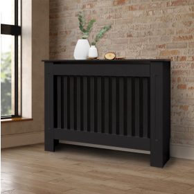 Radiátor elé takaró burkolat 112x19x82 cm fűtőtest burkolat fekete csíkos radiátorburkolat, rács