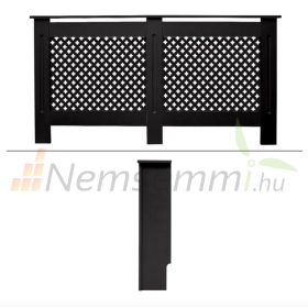   Radiátor takaró burkolat 152x19x82 cm fűtőtest burkolat fekete mintás radiátorburkolat, fűtőtest burkolat
