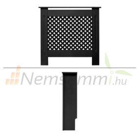   Radiátor takaró burkolat 78x19x82 cm fűtőtest burkolat fekete mintás radiátorburkolat, fűtőtest burkolat