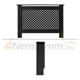 Radiátor elé takaró burkolat 112x19x82 cm fűtőtest burkolat fekete méhsejt mintás radiátorburkolat