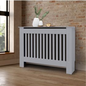   Radiátor takaró burkolat 112x19x82 cm fűtőtest burkolat szürke csíkos radiátorburkolat, rács, radiátor takaró