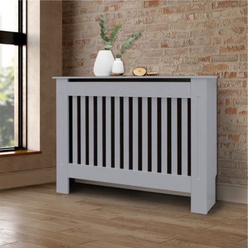 Radiator cover 112x19x82 cm radiator cover gray striped radiator cover, grid, radiator cover