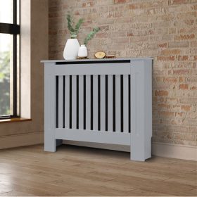   Radiátor elé takaró burkolat 78x19x82 cm fűtőtest burkolat szürke csíkos radiátorburkolat, rács, radiátor takaró