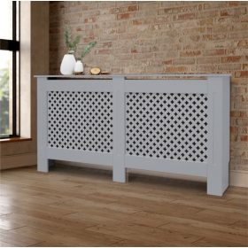   Radiátor takaró burkolat 152x19x82 cm fűtőtest burkolat szürke méhsejtes radiátorburkolat, rács, radiátor takaró