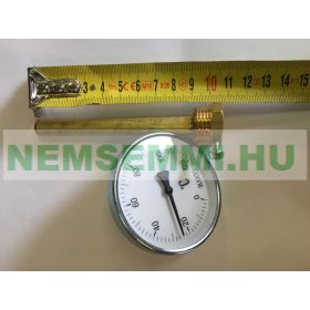  Kontakt hőmérő 100mm  -  a tartozék hüvely 1/2 zoll menetbe becsavarozható es abba is behelyezhető