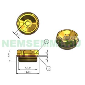   Kézi légtelenítő szelep szolár rendszerhez tiszta réz 1/2" külső menet