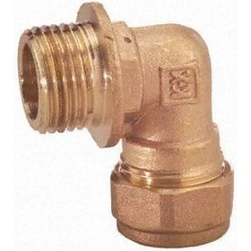   Réz kötőelem könyök csatlakozó toldóelem fitting két kollektor összekötésére 3/4" + 22 mm roppantós ( szorítós ) összekötő