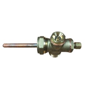   Kézi légtelenítő szelep hőmérséklet érzékelő hüvellyel szolár vagy fűtés rendszerhez. Tiszta rézből, 22 mm-es roppantós és 3/4" menetes csatlakozás