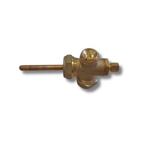   Kézi légtelenítő szelep hőmérséklet érzékelő hüvellyel szolár vagy fűtés rendszerhez. Tiszta rézből, KÉT 22 mm-es roppantós csatlakozással