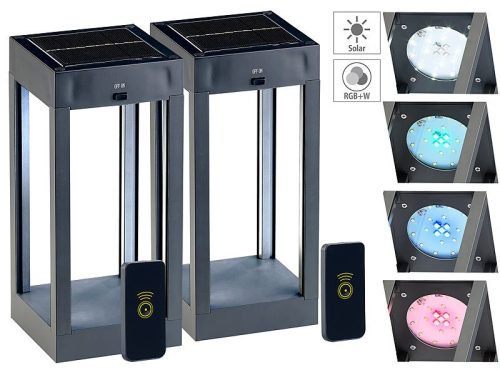 Solar LED lamp set of 2 80 lumens 1W decorative solar lamp with remote control