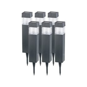   Földbe szúrható LED napelemes lámpa fekete 6 db kerti lámpa alkonyatérzékelővel 