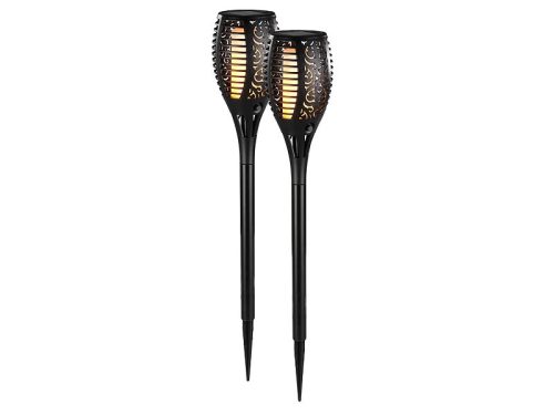 Solar LED garden torch 2 pieces, flame effect 58 cm