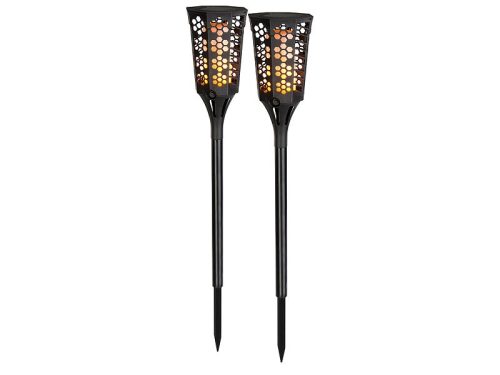 Solar LED garden torch 2 pieces, 46 flame-effect LEDs 78 cm