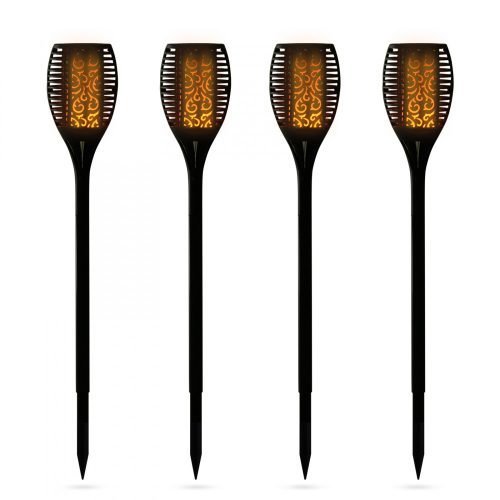 Solar garden lamp, set of 4 lamps, 6-8 hour operating time, waterproof plastic, black