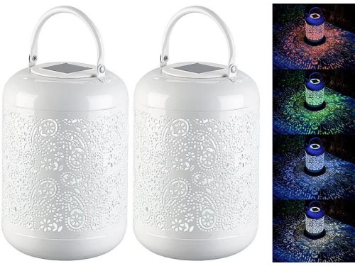 Outdoor solar lamp 2-piece set solar lamp with RGB and white LEDs and twilight sensor, IP44