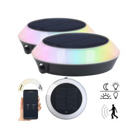   Okos Napelemes kültéri lámpa 2db mozgásérzékelős intelligens lámpa 90 lm állítható Smart RGB CCT LED-ek, PIR, Bluetooth, App