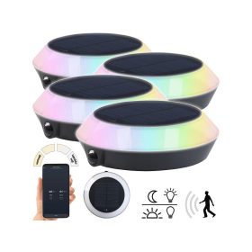   Okos Napelemes kültéri lámpa 4 db mozgásérzékelős intelligens lámpa 90 lm állítható Smart RGB CCT LED-ek, PIR, Bluetooth, App