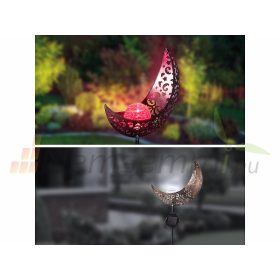   Napelemes kültéri lámpa hold alakú szolár lámpa RGB LED színváltós félhold szürkületérzékelővel