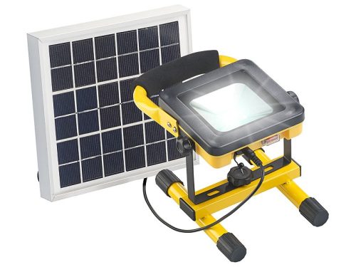 Napelemes LED mobil reflektor akkumulátorral, 4,5W-os napelem 10W 450 lm
