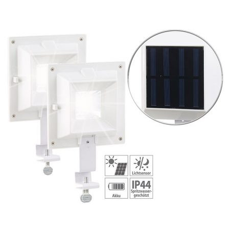 Solar LED reflector 2 pcs, 6 SMD LEDs, 20 lumens each, IP44