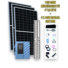   Napelemes öntöző szivattyú készlet 110V AC/DC 750W mélykútszivattyú 5,2 m³/h  67 méter emelési magasság - 3 x 430W mono napelem  - szolár szabályzó - öntözés mélykút szivattyúval és napenergiával!