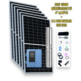   Napelemes öntöző szivattyú készlet 200V AC/DC 1500W mélykútszivattyú 4,8 m³/h  203 méter emelési magasság- 6 x 430W napelem  - szolár szabályzó - öntözés mélykút szivattyúval és napenergiával!
