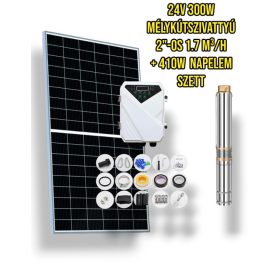 Napelemes öntöző szivattyú készlet 410W napelem, 300W mélykútszivattyú 1,7 m³/h 45 méter 
