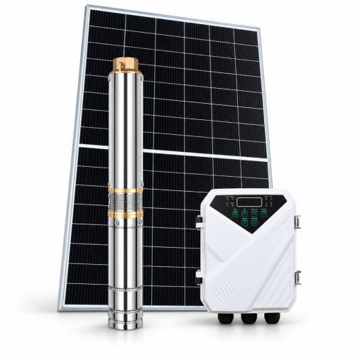 Napelemes öntöző szivattyú készlet 410W napelem, 300W mélykútszivattyú 1,7 m³/h 45 méter 