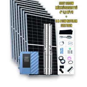   Napelemes öntöző szivattyú készlet 300V AC/DC 2200W mélykútszivattyú 5,2 m³/h  255 méter emelési magasság - 8 x 430W mono napelem- szolár szabályzó - öntözés mélykút szivattyúval és napenergiával!