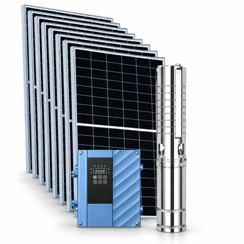 Napelemes öntöző szivattyú készlet AC/DC - 6x410W napelem, 1500W mélykútszivattyú 4,8 m³/h 203 méter