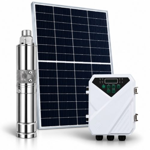 Napelemes öntöző szivattyú készlet 410W napelem, 210W mélykútszivattyú 1,2 m³/h 77 méter 
