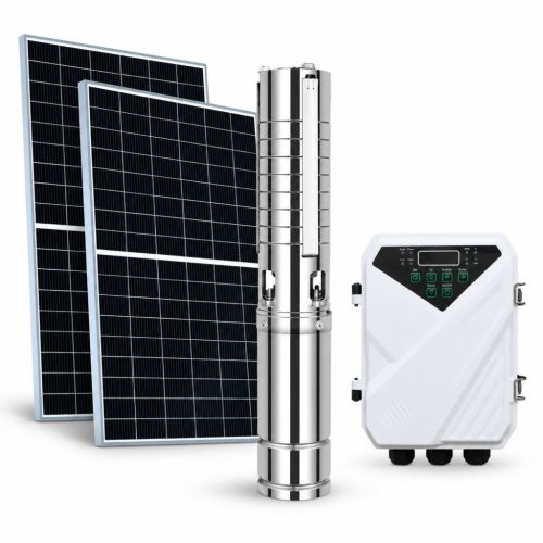 Napelemes öntöző szivattyú készlet 48V 500W búvárszivattyú 5,2 m³/h 45 méter emelés - 2 x 410W