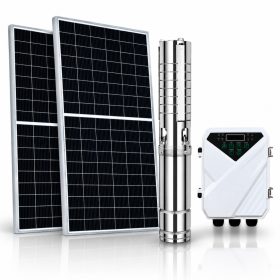 Napelemes öntöző szivattyú készlet 3 x 410W napelem, 600W mélykútszivattyú 4 m³/h 80 méter - szolár 