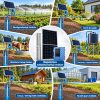 Napelemes öntöző szivattyú készlet 3 x 410W napelem, 7500W mélykútszivattyú 5,2 m³/h 67 méter