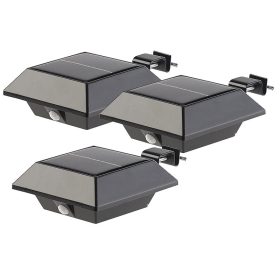    Napelemes LED reflektor 160 lm 2W PIR-érzékelő fekete 3-as készlet