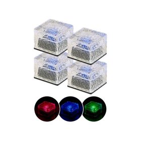   Szolár RGB LED térkő, üvegblokk 4 db alkonyatérzékelővel 7 x 5,4 x 7 cm