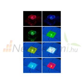   Szolár RGB LED térkő, üvegblokk 4 db alkonyatérzékelővel 7 x 5,4 x 7 cm