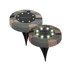   Napelemes térkő 2 darabos napelemes világítás 8 LED-del, meleg fehér fényű fénydekoráció
