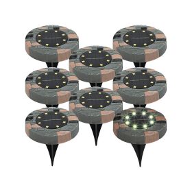   Napelemes térkő 8 darabos napelemes világítás 8 LED-del, meleg fehér fényű fénydekoráció