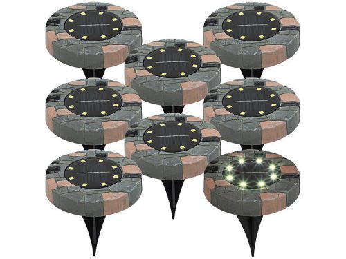 Solar paver 8-piece solar lighting with 8 LEDs, light decoration with warm white light