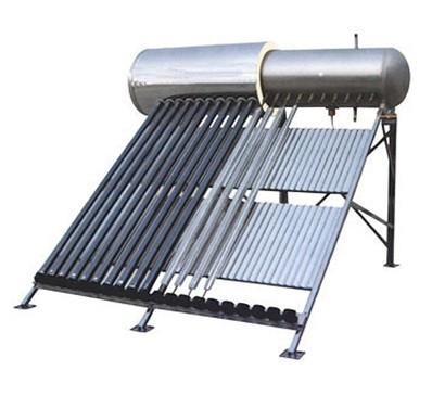 Solar collector system SP-H with 200-liter pressure-resistant external-internal stainless steel tank with 20 vacuum tubes with stainless steel frame