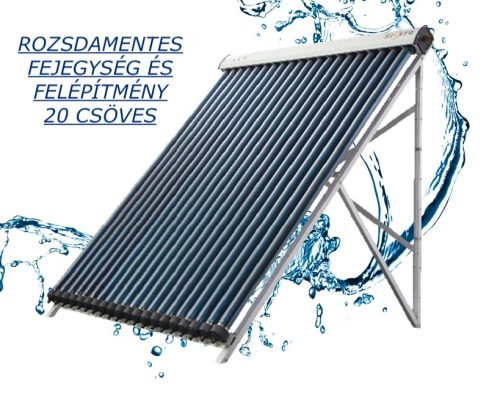 20 csöves vákuumcsöves rozsdamentes Heat Pipe szolár napkollektor 20 db vákuumcső 